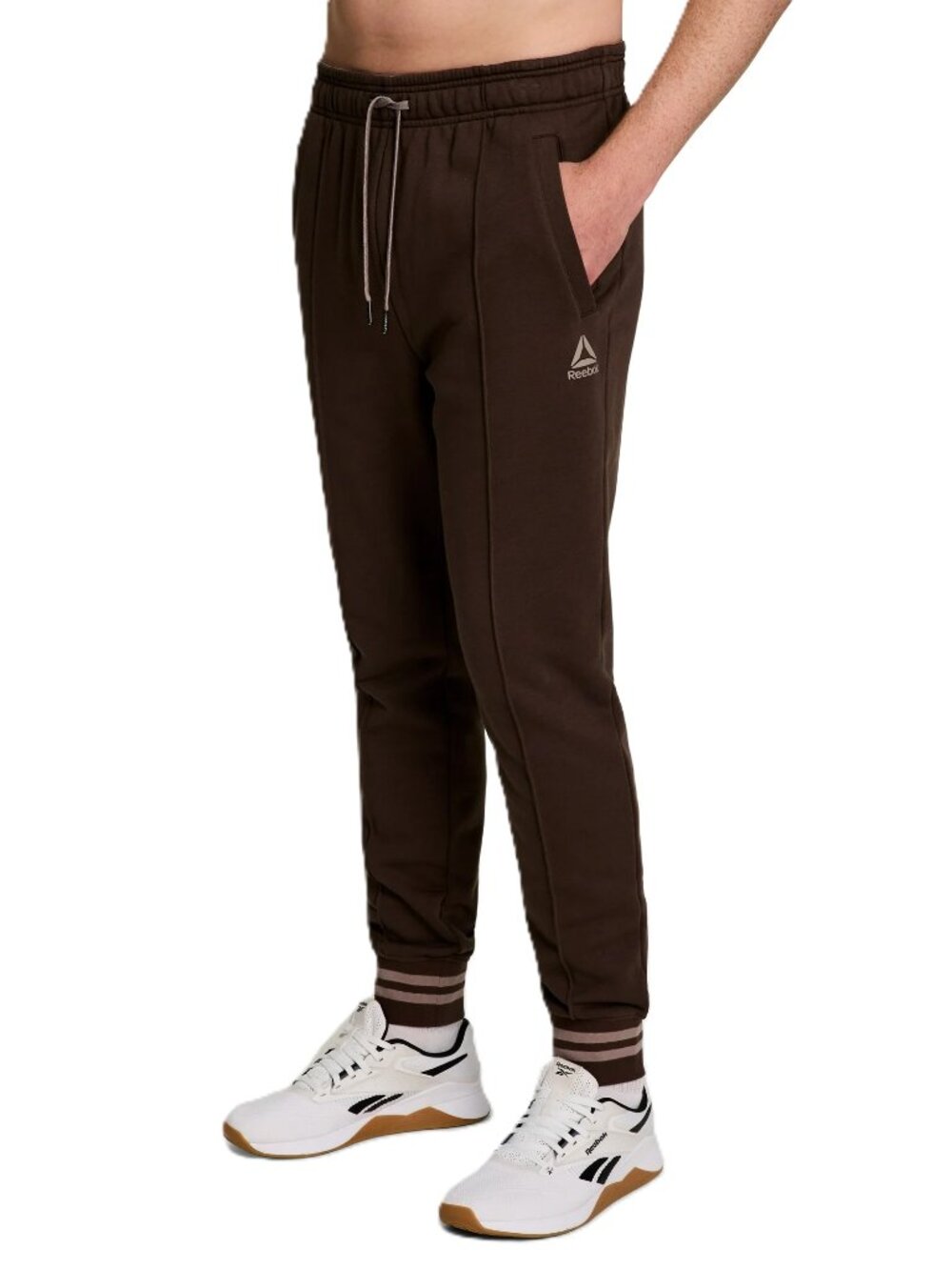 New Men's Reebok Slim Fit League Jogger French Terry Cotton Pants Size L Brown